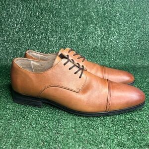 Express Men’s Brown Leather Car Toe Oxford Dress Shoes Size 12